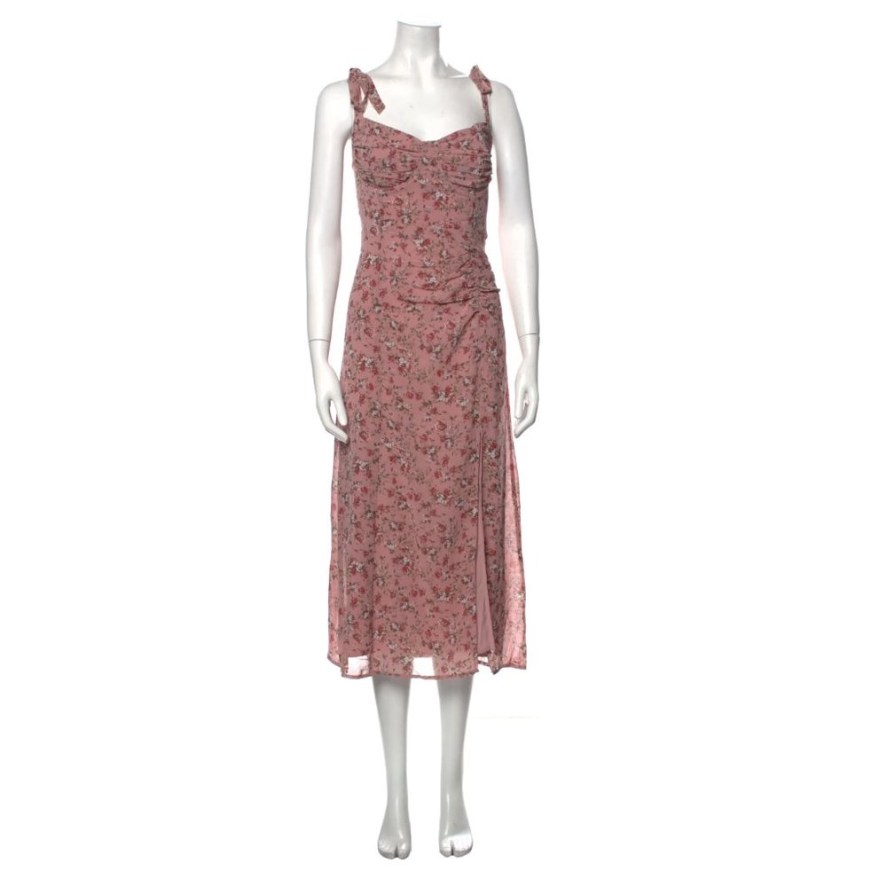 ASTR The Label Mauve/Pink Floral Midi Dress - L